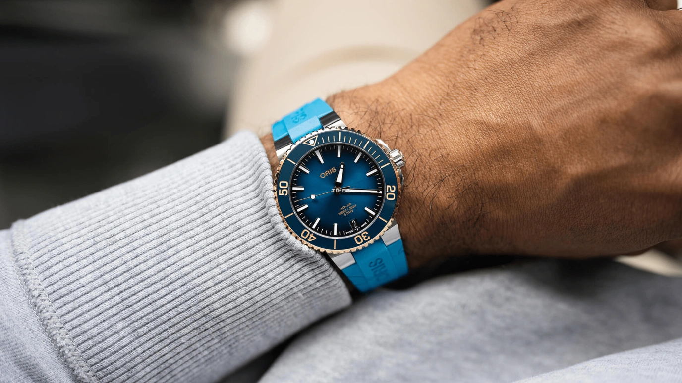 Oris,Aquis 41.50mm,41.50mm,Stainless Steel,Blue,Automatic,Day,Sapphire,Crystal Glass,01 400 7769 6355,01 400 7769 6355-07 4 22 75FC