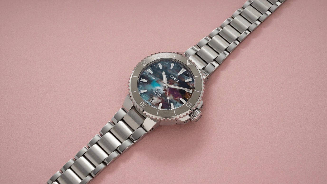 Oris,Aquis 36.50mm,36.50mm,Stainless Steel,Multi-Color,Automatic,Day,Sapphire,Crystal Glass,01 733 7770 4150,01 733 7770 4150-Set