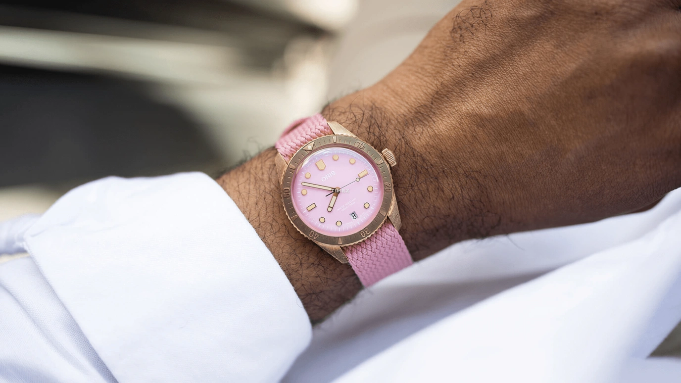 Oris,Divers 65 38mm,38mm,Bronze,Pink,Automatic,Day,38hours,01 733 7771 3158,01 733 7771 3158-07 3 19 04BRS