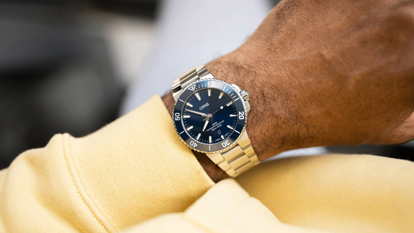 Oris,Aquis 41.50mm,41.50mm,Stainless Steel,Blue,Automatic,Day,41hours,01 733 7787 4135,01 733 7787 4135-07 8 22 04PEB