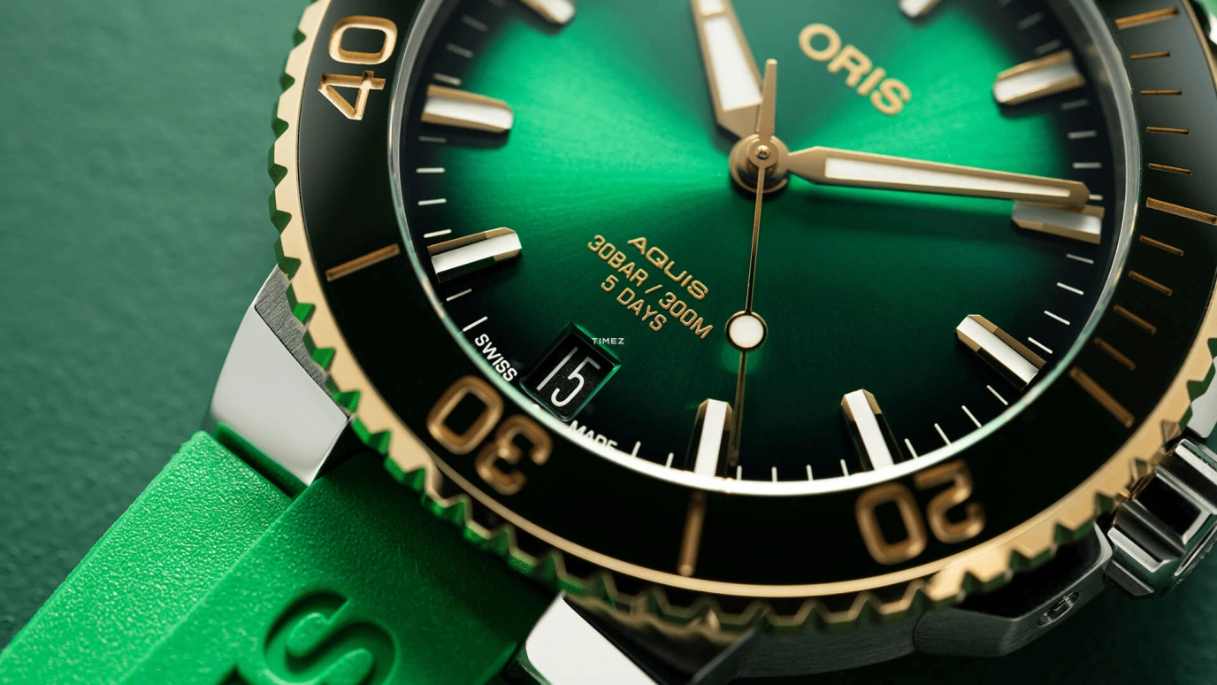 Oris,Aquis 41.50mm,41.50mm,Stainless Steel,Green,Automatic,Day,Sapphire,Crystal Glass,01 400 7769 6357,01 400 7769 6357-07 4 22 77FC