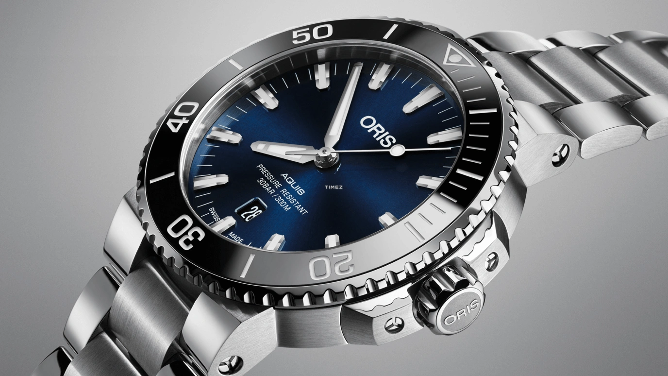 Oris,Aquis 43.50mm,43.50mm,Stainless Steel,Blue,Automatic,Day,Sapphire,Crystal Glass,01 733 7730 4135,01 733 7730 4135-07 4 24 65EB