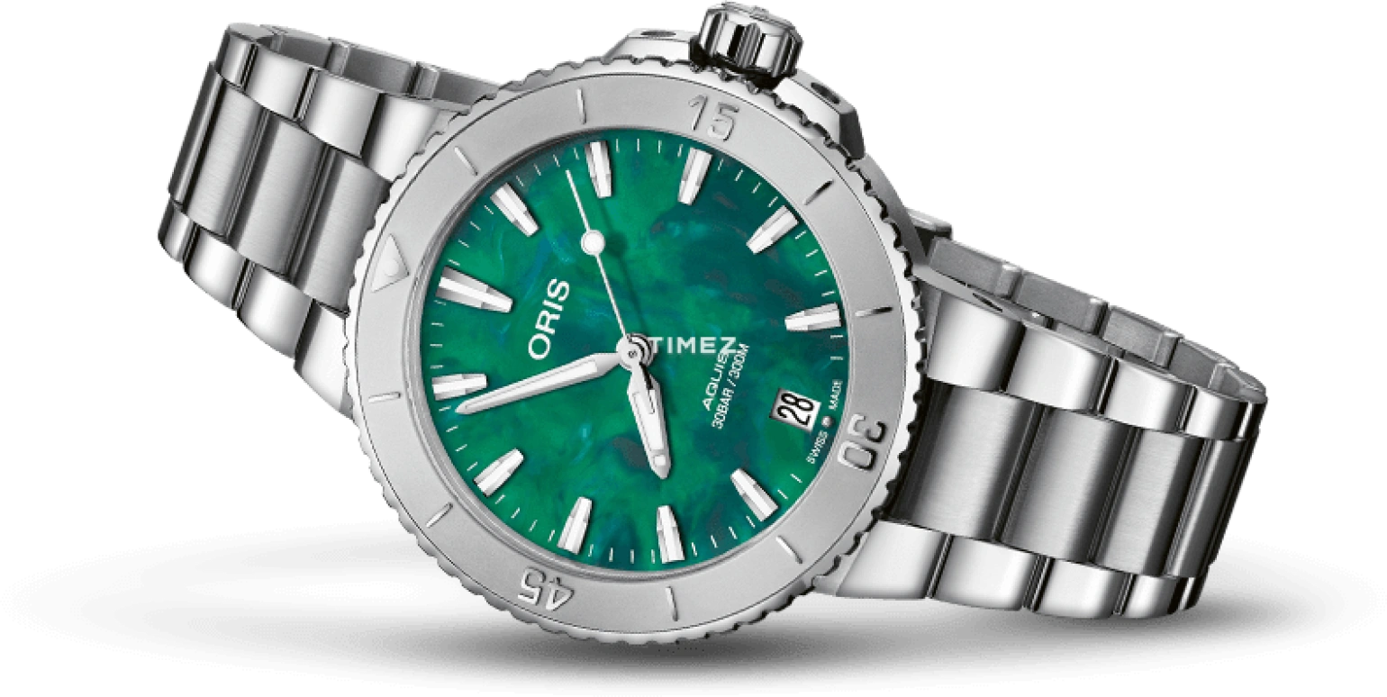 Oris,Aquis 36.50mm,36.50mm,Stainless Steel,Green,Automatic,Day,41hours,01 733 7770 4137,01 733 7770 4137-07 8 18 05P