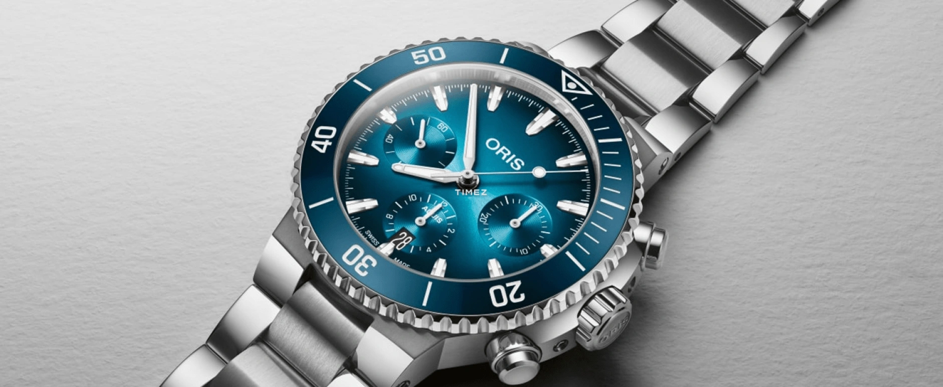 Oris,Aquis 43.50mm,43.50mm,Stainless Steel,Blue,Automatic,Chronograph,Day,01 771 7793 4155,01 771 7793 4155-07 8 23 01PEB