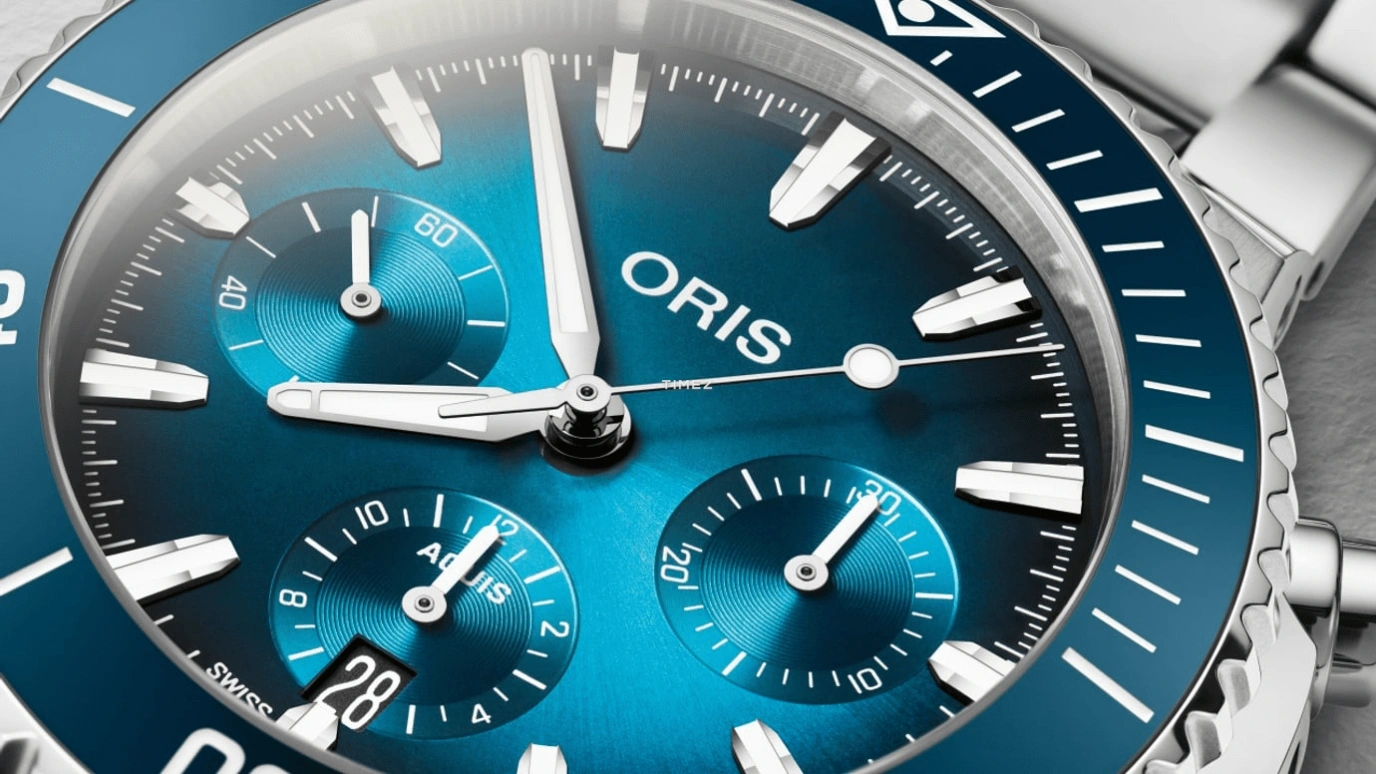 Oris,Aquis 43.50mm,43.50mm,Stainless Steel,Blue,Automatic,Chronograph,Day,01 771 7793 4155,01 771 7793 4155-07 8 23 01PEB