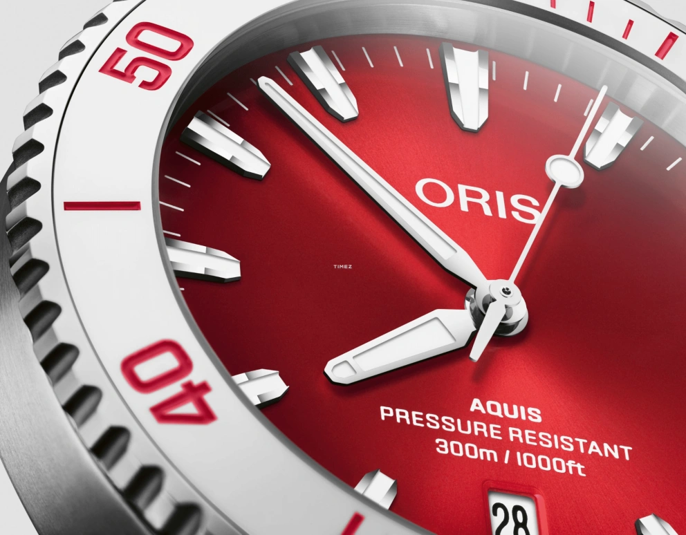 Oris,Aquis 41.50mm,41.50mm,Stainless Steel,Red,Automatic,Day,41hours,01 733 7787 4138,01 733 7787 4138-07 8 22 04PEB