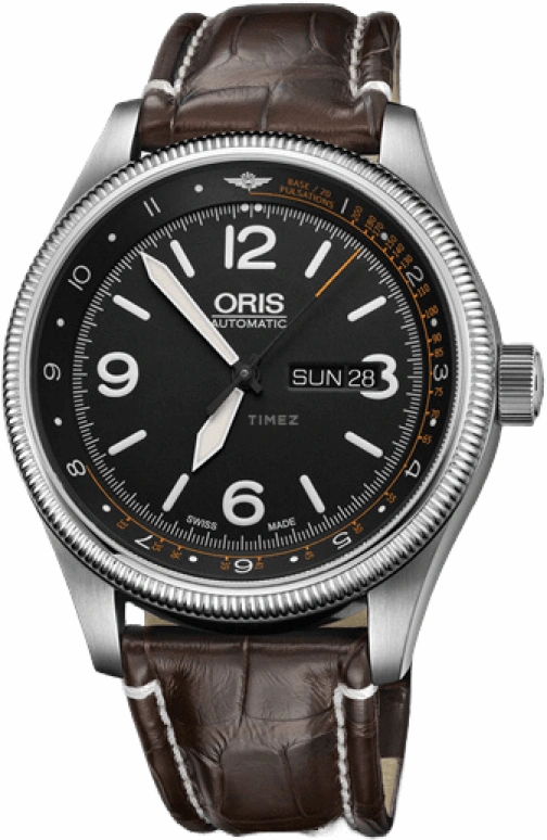 Oris,Big Crown 45mm,45mm,Stainless Steel,Black,Automatic,Date,Day,01 735 7728 4084,01 735 7728 4084-SET LS KROKO