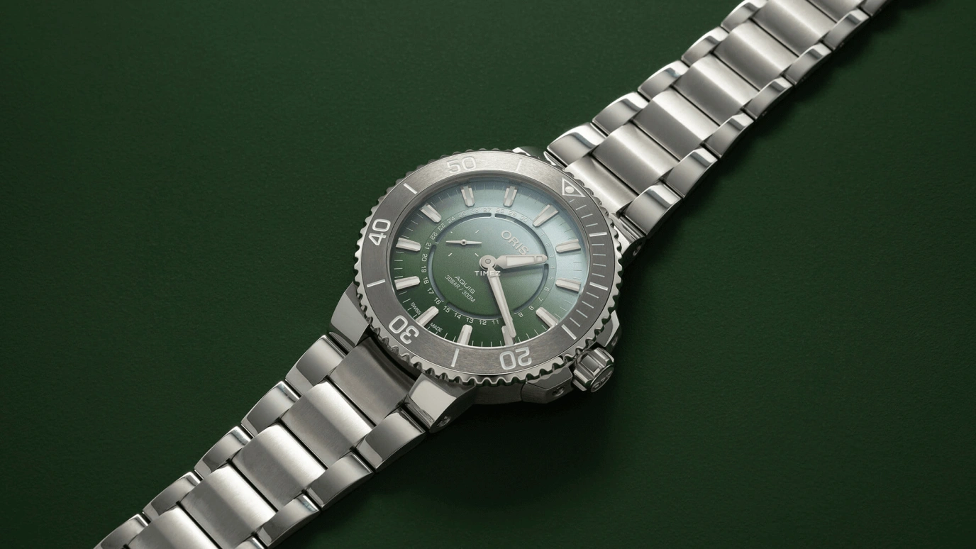 Oris,Aquis 43.50mm,43.50mm,Stainless Steel,Green,Automatic,Day,38hours,01 743 7734 4197,01 743 7734 4197-Set