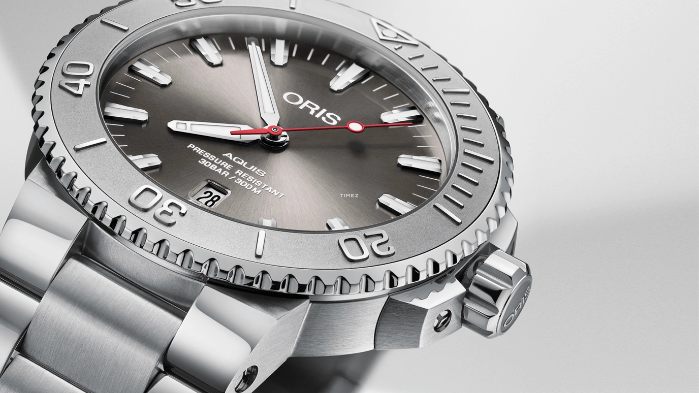 Oris,Aquis 43.50mm,43.50mm,Stainless Steel,Grey,Automatic,Day,Sapphire,Crystal Glass,01 733 7730 4153,01 733 7730 4153-07 4 24 63EB
