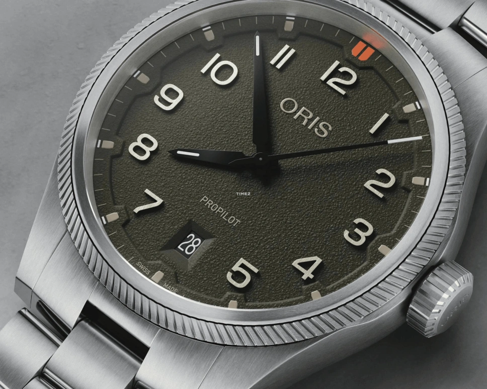 Oris,ProPilot 41mm,41mm,Stainless Steel,Green,Automatic,Day,41hours,01 733 7805 4167,01 733 7805 4167-07 8 20 04LC