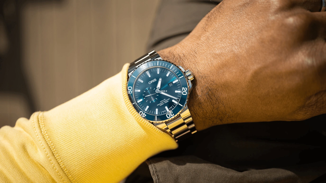 Oris,Aquis 45.50mm,45.50mm,Stainless Steel,Blue,Automatic,Day,38hours,01 743 7733 4155,01 743 7733 4155-07 8 24 05PEB