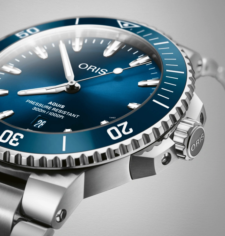 Oris,Aquis 43.50mm,43.50mm,Stainless Steel,Blue,Automatic,Day,41hours,01 733 7789 4135,01 733 7789 4135-07 8 23 04PEB