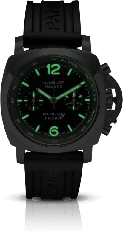 Panerai,Luminor 1950 44mm,44mm,Stainless Steel,Black,Automatic,Chronograph,Day,Flyback,PAM00253