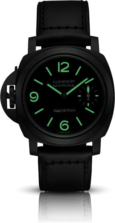 Panerai,Luminor 44mm,44mm,Stainless Steel,Black,Handwound,Chronograph,Day,PAM00026