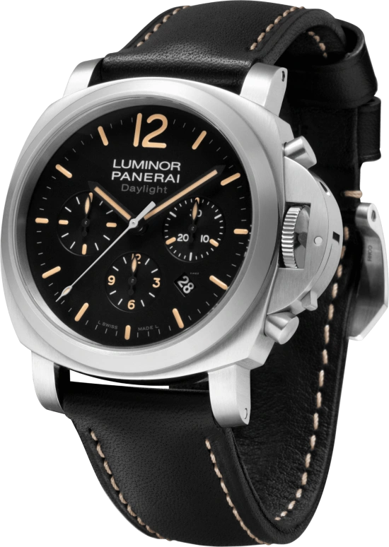 Panerai,Luminor 44mm,44mm,Stainless Steel,Black,Automatic,Chronograph,Date,PAM00356