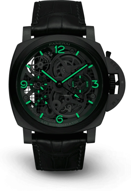 Panerai,Luminor 1950 47mm,47mm,Titanium,Carbotech,Skeleton,Handwound,Power Reserve Indicator,Dule Time,Tourbillon,Day / Night Indication,144hours,In-house Caliber,PAM00768