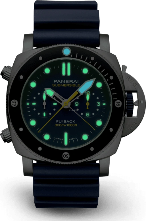 Panerai,Submersible 47mm,47mm,Titanium,Ceramic,Blue,Automatic,Chronograph,Date,Flyback,Column Wheel,72hours,In-house Caliber,PAM01291