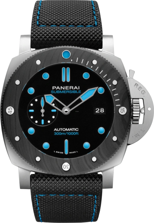 Panerai,Submersible 47mm,47mm,Titanium,Forged Carbon,BMG,Black,Automatic,Date,72hours,PAM00799