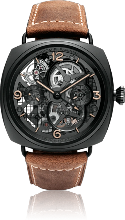 Panerai,Radiomir 48mm,48mm,Ceramic,Skeleton,Handwound,Power Reserve Indicator,Dule Time,Tourbillon,Day / Night Indication,144hours,In-house Caliber,PAM00348