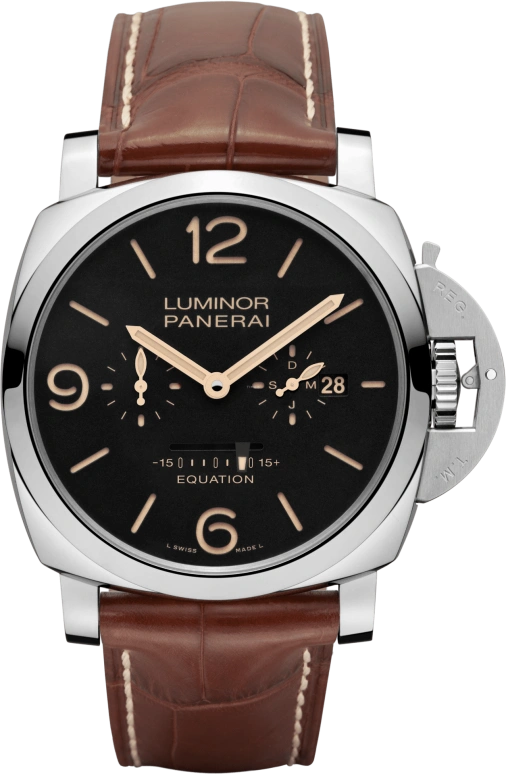 Panerai,Luminor 1950 47mm,47mm,Stainless Steel,Black,Handwound,Month,Date,Power Reserve Indicator,Equation of Time,192hours,In-house Caliber,PAM00601