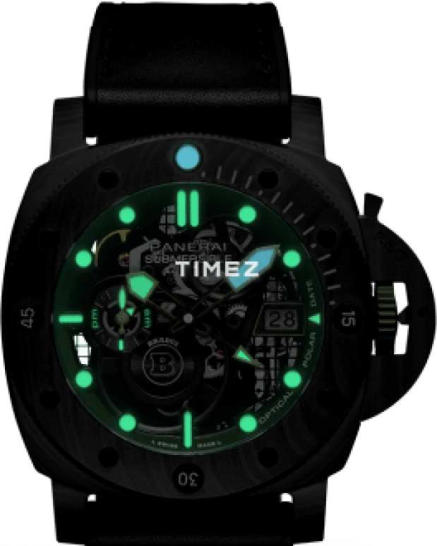 Panerai,Submersible 47mm,47mm,Carbon,Carbotech,Skeleton,Black,Automatic,Day,Power Reserve Indicator,Dule Time,World Time,72hours,In-house Caliber,PAM01283