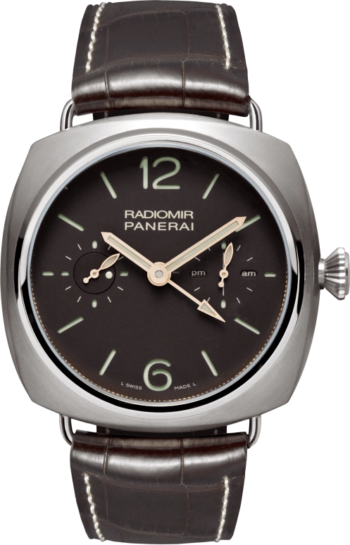 Panerai,Radiomir 48mm,48mm,Titanium,Brown,Handwound,Power Reserve Indicator,Dule Time,Tourbillon,Day / Night Indication,144hours,In-house Caliber,PAM00315