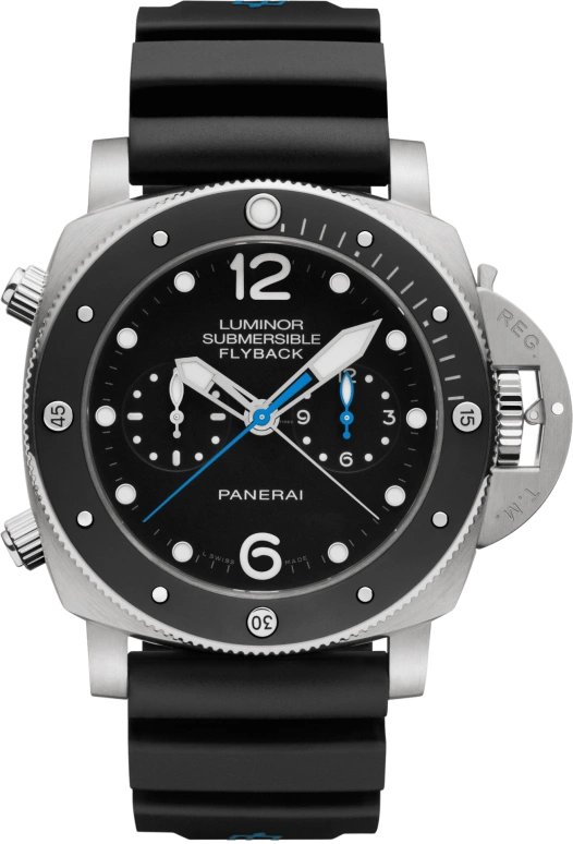 Panerai,Submersible 47mm,47mm,Titanium,Ceramic,Black,Automatic,Chronograph,Date,Flyback,Column Wheel,72hours,In-house Caliber,PAM00615