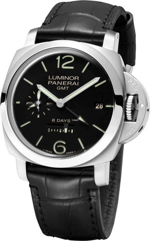 Panerai,Luminor 44mm,44mm,Stainless Steel,Black,Handwound,Day,Power Reserve Indicator,Dule Time,Day / Night Indication,192hours,In-house Caliber,PAM00233