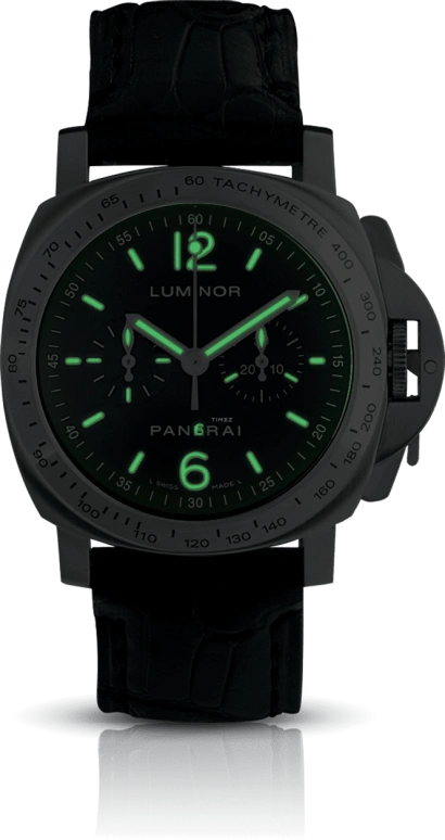 Panerai,Luminor 40mm,40mm,Stainless Steel,Black,Handwound,Chronograph,48hours,PAM00215