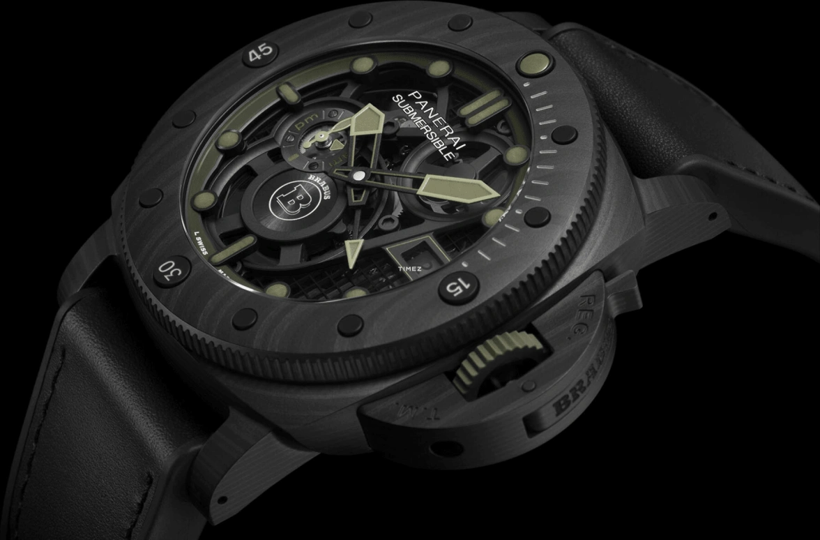 Panerai,Submersible 47mm,47mm,Carbon,Carbotech,Skeleton,Black,Automatic,Day,Power Reserve Indicator,Dule Time,World Time,72hours,In-house Caliber,PAM01283