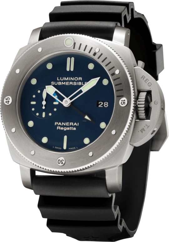 Panerai,Submersible 47mm,47mm,Titanium,Blue,Automatic,Day,Power Reserve Indicator,Dule Time,PAM00371
