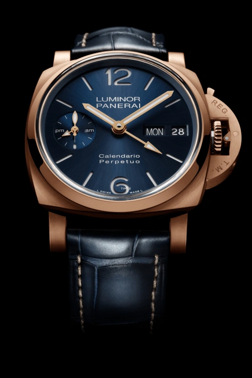 Panerai,Luminor 1950 44mm,44mm,Goldtech,Blue,Automatic,Perpetual Calendar,Annual Calendar,Month,Date,72hours,In-house Caliber,PAM00742