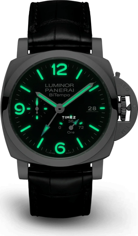Panerai,Luminor 44mm,44mm,Stainless Steel,Black,Automatic,Day,Power Reserve Indicator,Dule Time,PAM01360