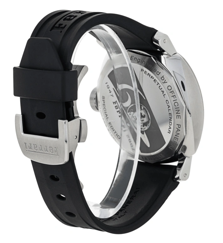 Panerai,Ferrari 45mm,45mm,Stainless Steel,Black,Automatic,Perpetual Calendar,Leap Year,Month,Day,48hours,In-house Caliber,FER00015