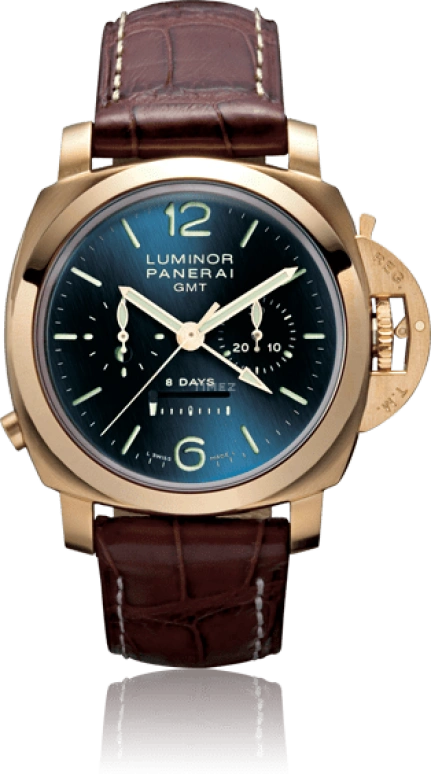 Panerai,Luminor 1950 44mm,44mm,Pink Gold,Blue,Handwound,Chronograph,Power Reserve Indicator,Dule Time,Day / Night Indication,192hours,In-house Caliber,PAM00277