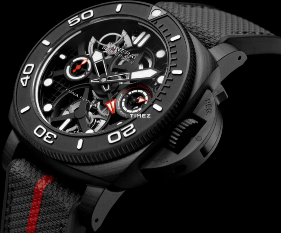 Panerai,Submersible 45mm,45mm,Carbotech,Black,Handwound,Power Reserve Indicator,Dule Time,World Time,Tourbillon,Sapphire,Crystal Glass,Cushion,PAM01405