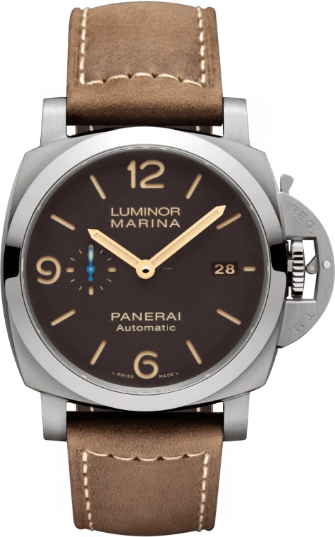 Panerai,Luminor 1950 44mm,44mm,Titanium,Brown,Automatic,Date,72hours,PAM01351