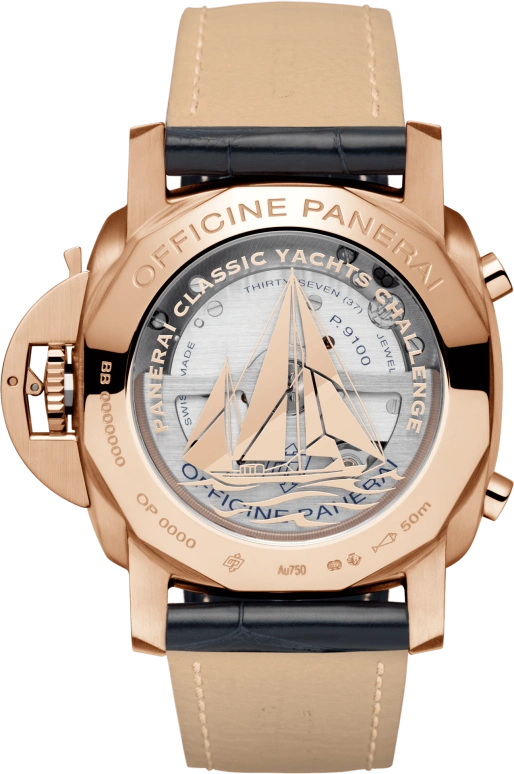 Panerai,Luminor 1950 44mm,44mm,Red Gold,Blue,Automatic,Chronograph,Date,Flyback,Column Wheel,72hours,In-house Caliber,PAM01020
