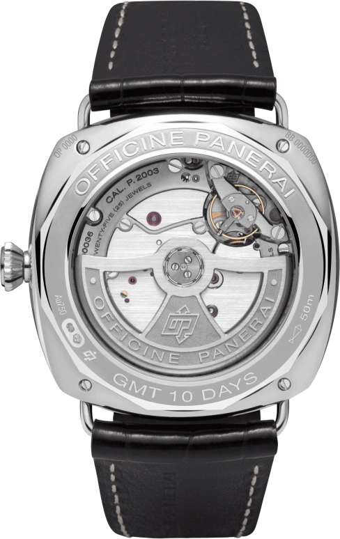 Panerai,Radiomir 46mm,46mm,White Gold,Black,Automatic,Day,Power Reserve Indicator,Dule Time,Day / Night Indication,240hours,In-house Caliber,PAM00496