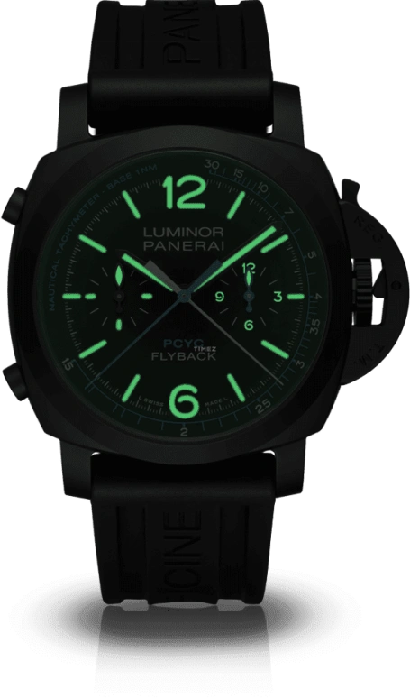 Panerai,Luminor 1950 44mm,44mm,Titanium,Ceramic,Black,Automatic,Chronograph,Date,Flyback,Column Wheel,72hours,In-house Caliber,PAM00788