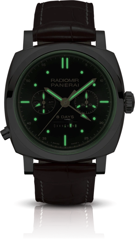 Panerai,Radiomir 1940 45mm,45mm,White Gold,Black,Handwound,Chronograph,Power Reserve Indicator,Dule Time,Day / Night Indication,192hours,In-house Caliber,PAM00503