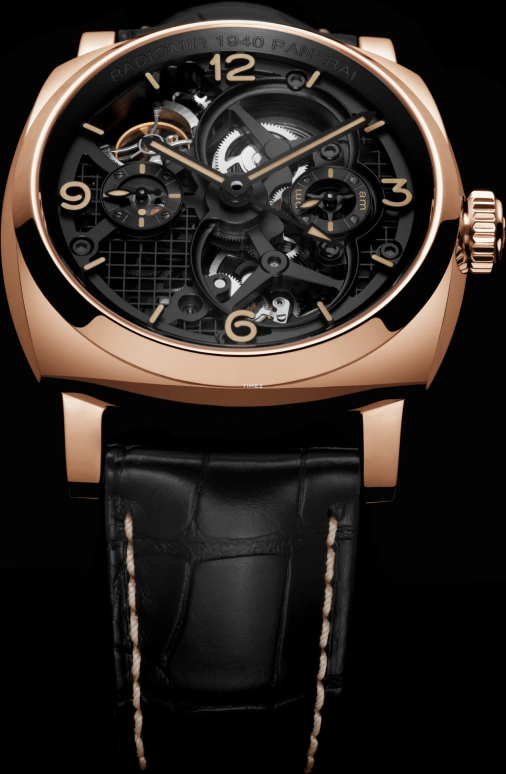 Panerai,Radiomir 1940 48mm,48mm,Red Gold,Skeleton,Handwound,Power Reserve Indicator,Dule Time,Tourbillon,Day / Night Indication,144hours,In-house Caliber,PAM00559