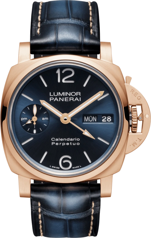 Panerai,Luminor 1950 44mm,44mm,Goldtech,Blue,Automatic,Perpetual Calendar,Annual Calendar,Month,Date,72hours,In-house Caliber,PAM00742