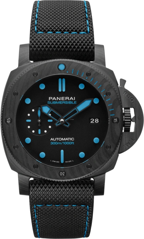 Panerai,Submersible 42mm,42mm,Titanium,Forged Carbon,Black,Automatic,Date,72hours,PAM00960