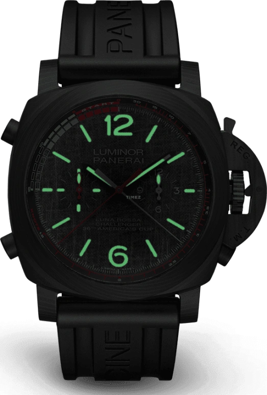 Panerai,Luminor 1950 47mm,47mm,Titanium,Carbotech,Grey,Automatic,Chronograph,Flyback,Column Wheel,PAM01038