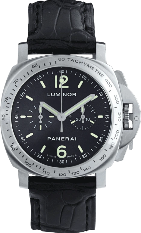 Panerai,Luminor 40mm,40mm,Stainless Steel,Black,Handwound,Chronograph,48hours,PAM00215
