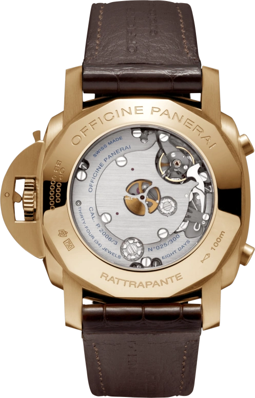 Panerai,Luminor 1950 47mm,47mm,Pink Gold,Brown,Handwound,Chronograph,Power Reserve Indicator,Rattrapante,PAM00319