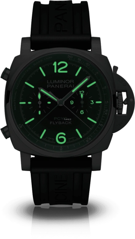 Panerai,Luminor 1950 44mm,44mm,Titanium,Black,Automatic,Chronograph,Date,Flyback,Column Wheel,72hours,In-house Caliber,PAM00764