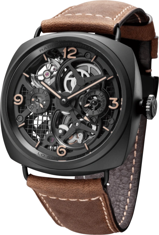 Panerai,Radiomir 48mm,48mm,Ceramic,Skeleton,Handwound,Power Reserve Indicator,Dule Time,Tourbillon,Day / Night Indication,144hours,In-house Caliber,PAM00348