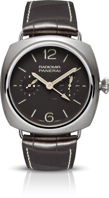 Panerai,Radiomir 48mm,48mm,Titanium,Brown,Handwound,Power Reserve Indicator,Dule Time,Tourbillon,Day / Night Indication,144hours,In-house Caliber,PAM00315